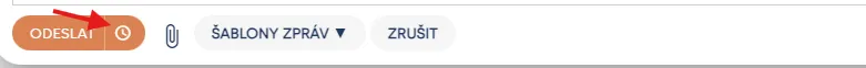 Tlačítko „Odeslat“ a vedle něj ikonka hodin označená šipkou pro naplánování odeslání